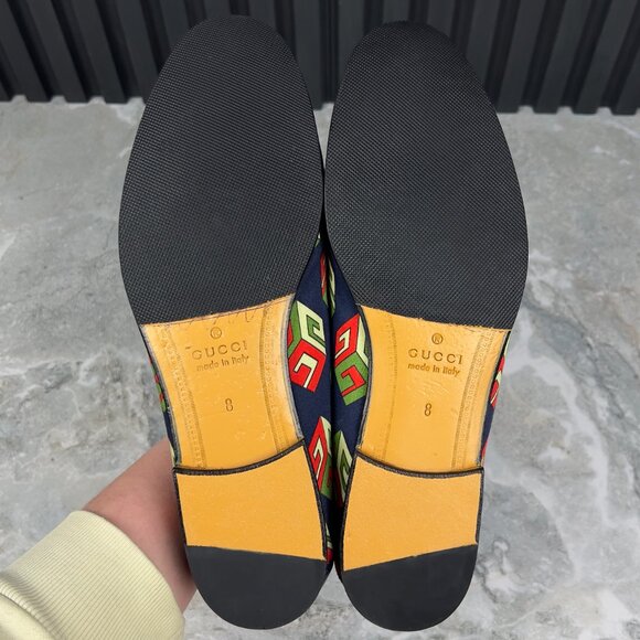 Gucci Canvas Mr. Porter Cube Horsebit Brixton Loafers Blue 8 G or 8.5 US 42 EUR - Picture 9 of 12